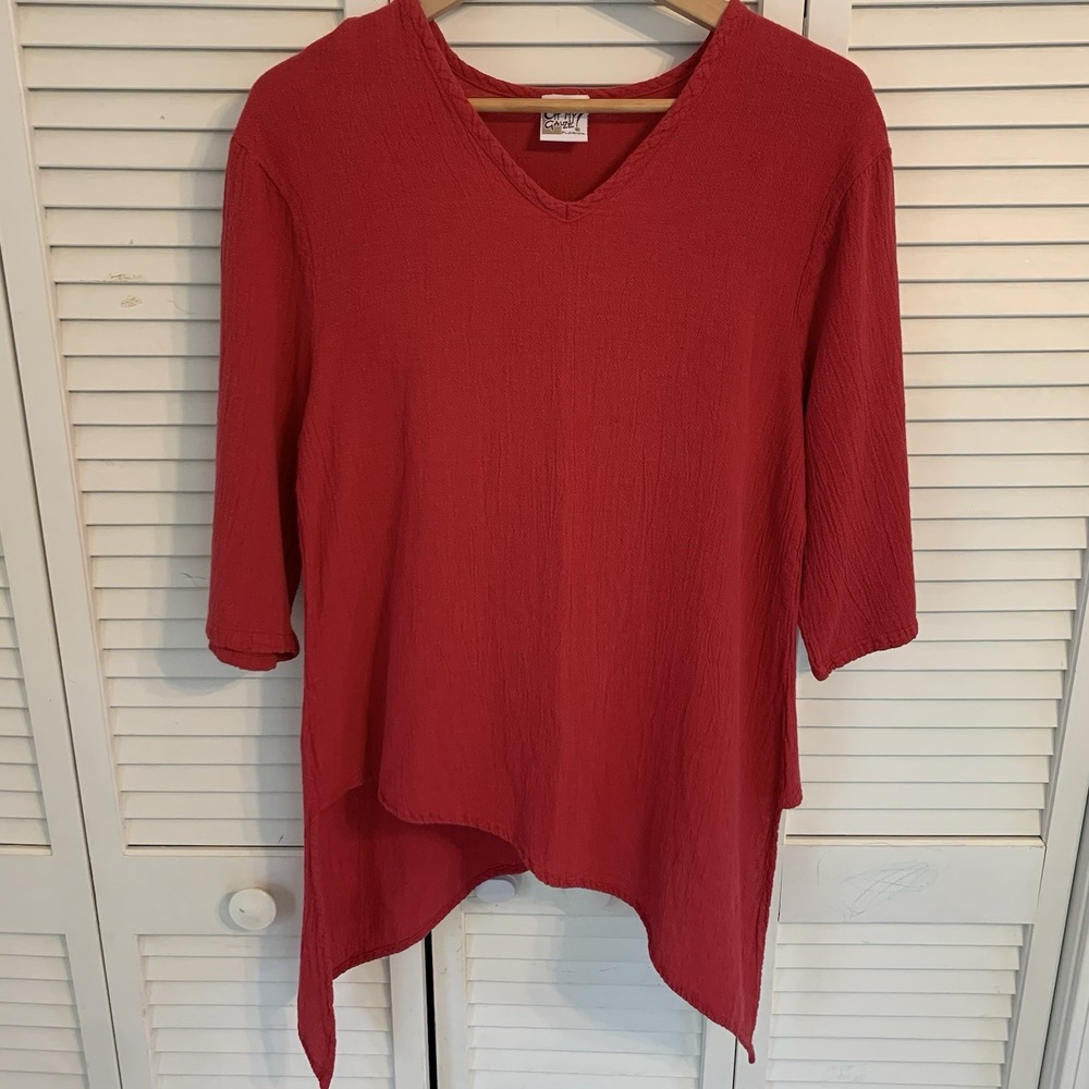 Oh My Gauze Women's Top Size 1‎ S/M Pink 100% Cotton Asymmetrical Hem Tunic